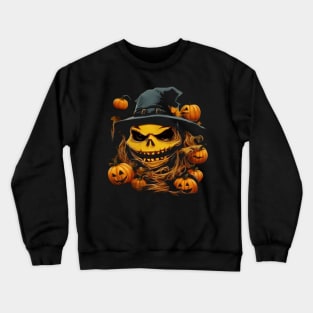 halloween scary evil pumpkin funny pumpkin head Crewneck Sweatshirt